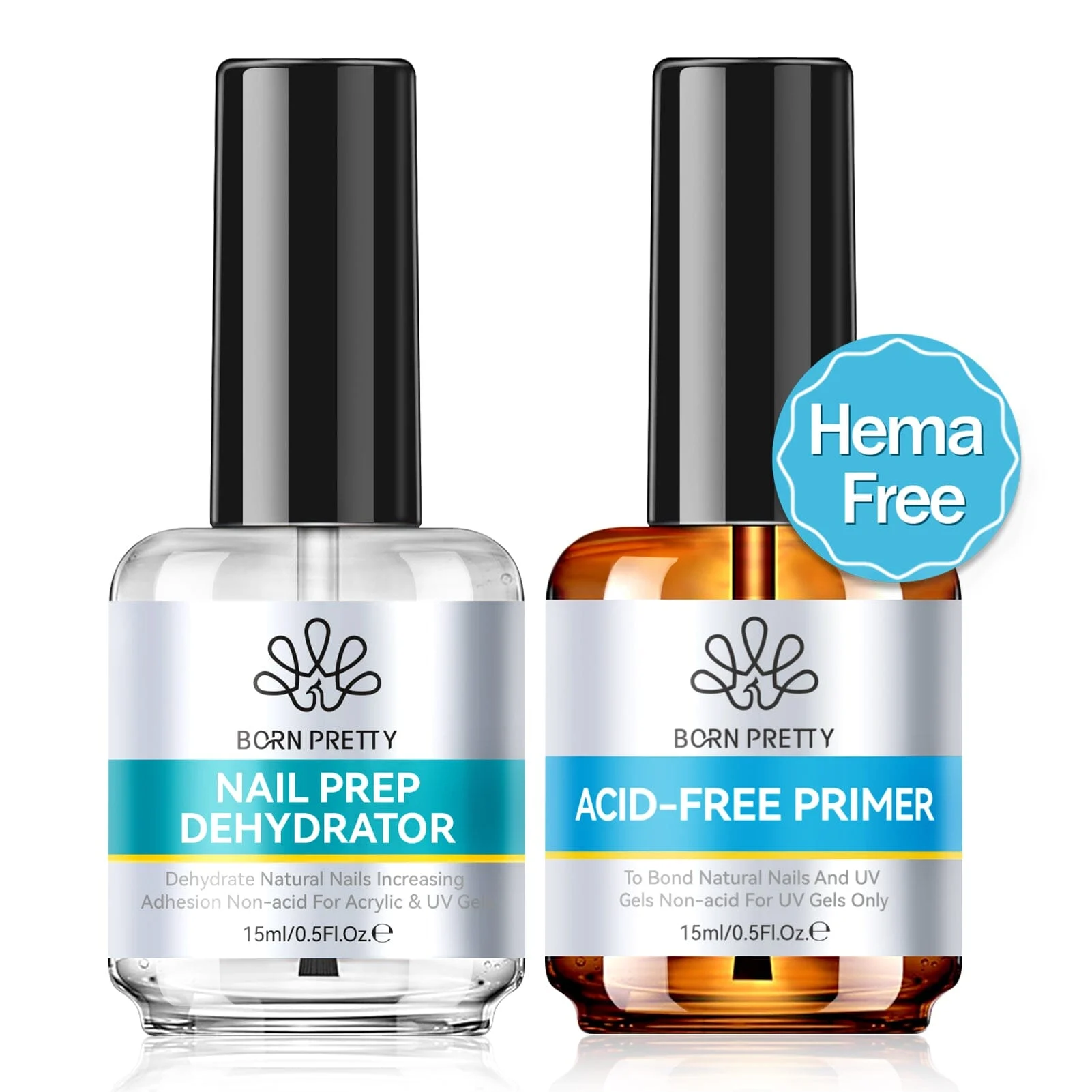 2pcs Set Nail Prep Dehydrator & Primer 15ml HEMA Free
